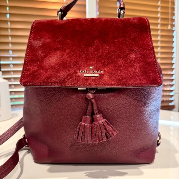 Kate Spade Hayes Suede Medium Flap Backpack - Picture 1 of 5